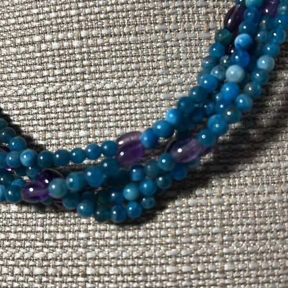 Mine Finds by Jay King 5 Strands of Apatite and Amethyst Accents Necklace. WA266 - Picture 2 of 5